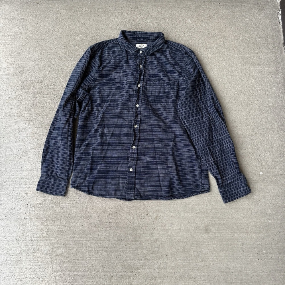 Marine Layer Navy Striped Casual Button Down Shirt